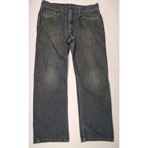 Levis 514 Jeans Mens 33x28 Blue Denim Slim Fit Straight Leg Stretch Yellowed